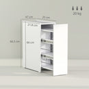 Mobiletto Bagno Salvaspazio 47x25x66,5 cm a 3 Livelli con Binari Scorrevoli in Legno Bianco  