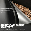 Contenitore per Pellet 30 kg 36,5x36,5x61,5 cm con Coperchio Ruote e Setaccio in Acciaio Laminato a Freddo Nero      