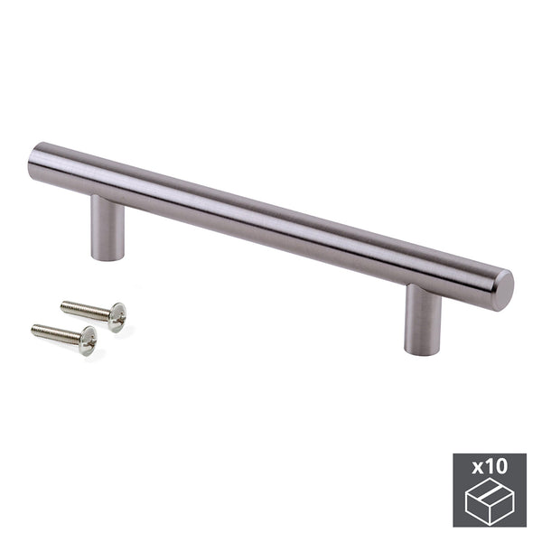Emuca Möbelgriffe 12 mm Achsabstand 224 mm Satin Nickel Stahl 10 Stück sconto