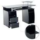 Scrivania da Ufficio Porta PC con Ripiani Tastiera Nero 120x55x85 cm 
