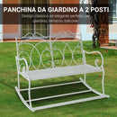 Panchina a Dondolo da Giardino 2 Posti in Ferro Shabby Bianco 102x74.5x78 cm 