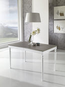 Tavolo da Pranzo Allungabile in Legno e Top in Melamina 130/210x80x76cm TFT  Kim Bianco Cenere e Beige Grigio