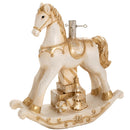 Base Albero di Natale Cavallo a Dondolo Oro e Bianco Decorazione Natalizia