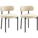 Set 2 Sedie Sala da Pranzo 51x51x76 cm in Tessuto Sherpa con Gambe in Acciaio Beige      