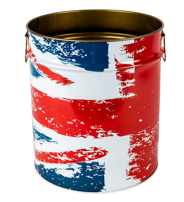 Porta Legna o Pellet Contenitore Senza Coperchio Ø39x42 cm in Ferro Verniciato Big English Blu e Rosso sconto