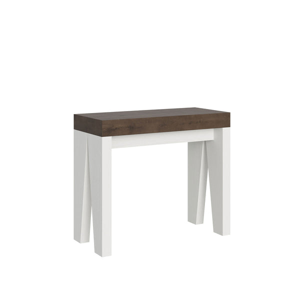 Consolle Allungabile 90-196x40x77 cm in Nobilitato Marrone e Bianco prezzo