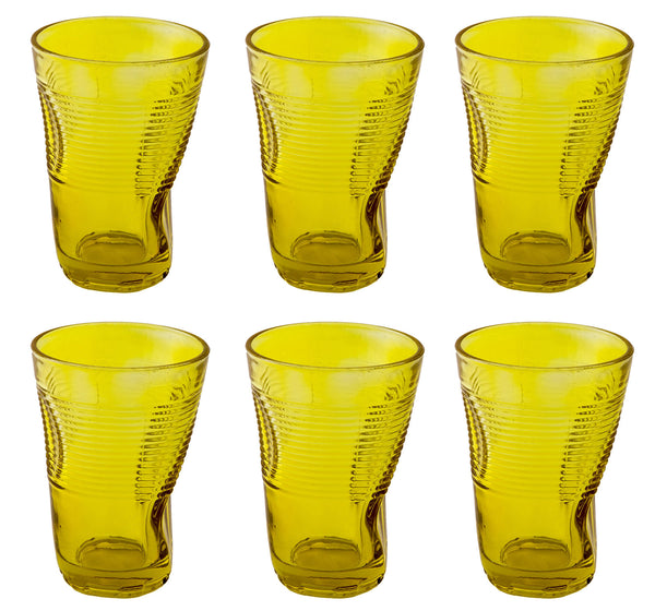 prezzo Set mit 6 zerknitterten Gläsern 34 cl Ø8 cm aus gelbem Kaleidos-Pressglas