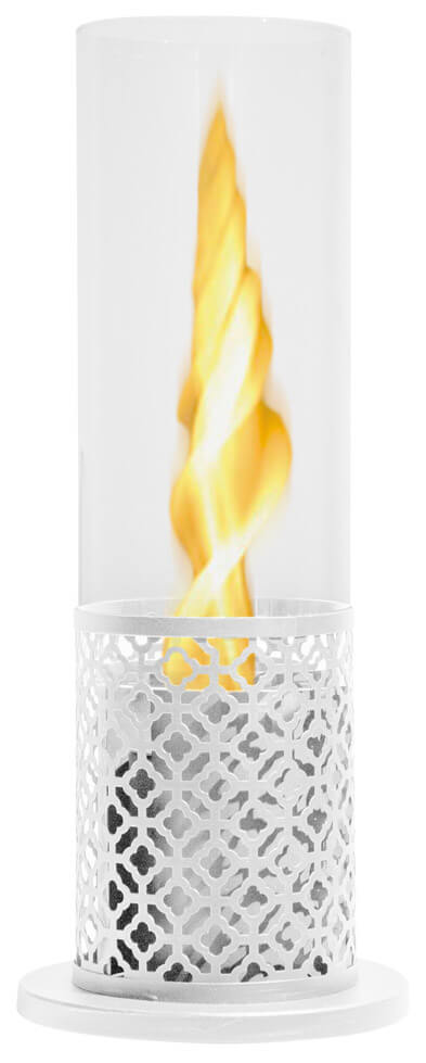 online Bioethanol Tischkamin Ø20x49,5 cm aus Stahl und weißem Glas