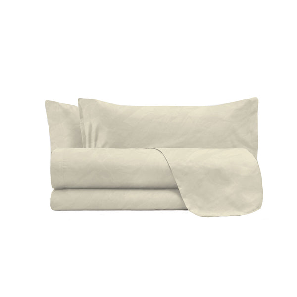 sconto Set Lenzuola Sopra Sotto e 2 Federe Linea Water Washed Crema
