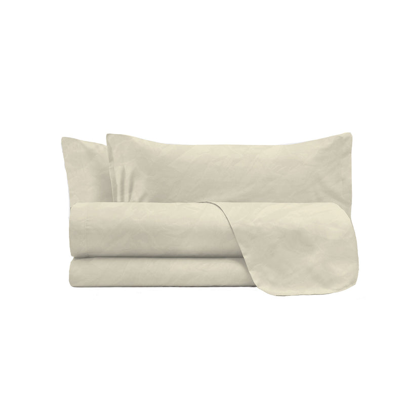 Set Lenzuola Sopra Sotto e 2 Federe Linea Water Washed Crema