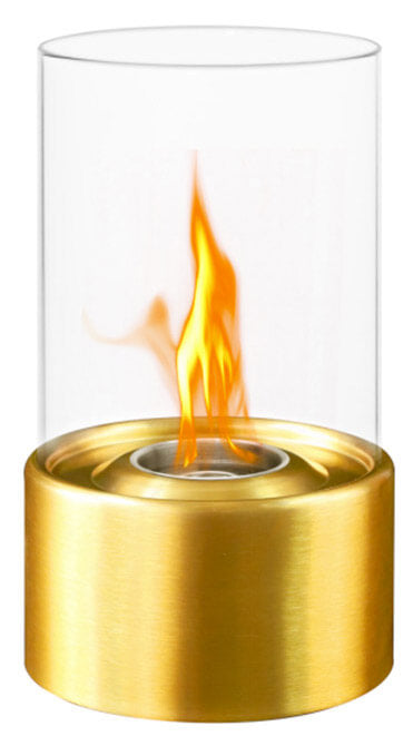 Bioethanol-Tischkamin Ø16x27 cm aus Stahl und goldenem Glas online