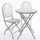 Set Tavolino e 2 Sedie Pieghevoli da Giardino in Abete Bianco