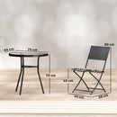 Set 3 Pezzi Bistrò con Tavolo Semicircolare 70x44x70 cm in Vetro Temperato e 2 Sedie Texteline Nero      