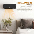 Stufa Elettrica a Basso Consumo da Parete 2000W con Telecomando Temperatura Regolabile e Timer 12 Ore Nero      