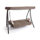 Dondolo da Giardino 3 Posti Reclinabile in Ferro e Poliestere Taddei Panama Marrone e Beige