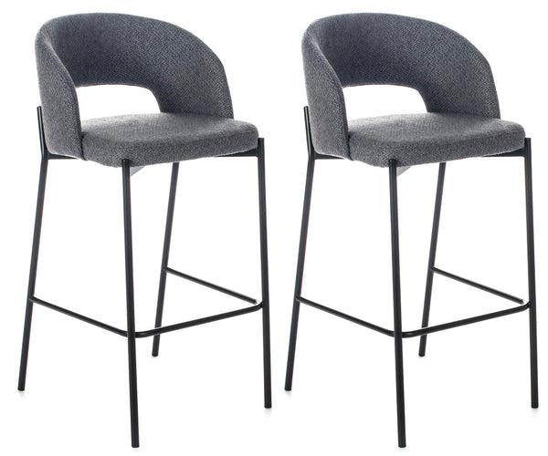Set 2 Sgabelli 52x50x89 cm in Tessuto Greta Grigio