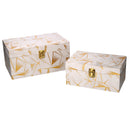 Set 2 Scatole in Legno decori oro rettangolare 