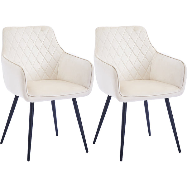 acquista Set 2 Sedie da Pranzo in Velluto Beige Ergonomica Poltrona Sedia da Ufficio Casa
