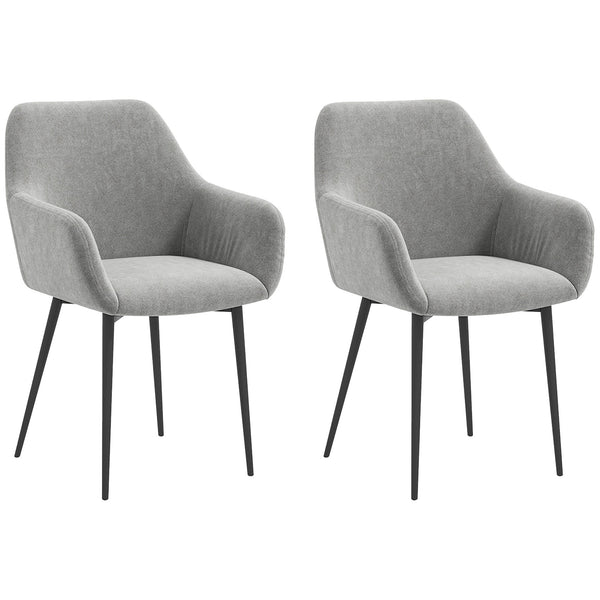 Set 2 Sedie Imbottite Stile Nordico 54x57x80 cm Tessuto Effetto Velluto Grigio Scuro acquista