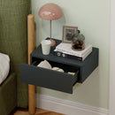 Comodino Sospeso Moderno 40x30x15 cm con Cassetto in Legno Nero   