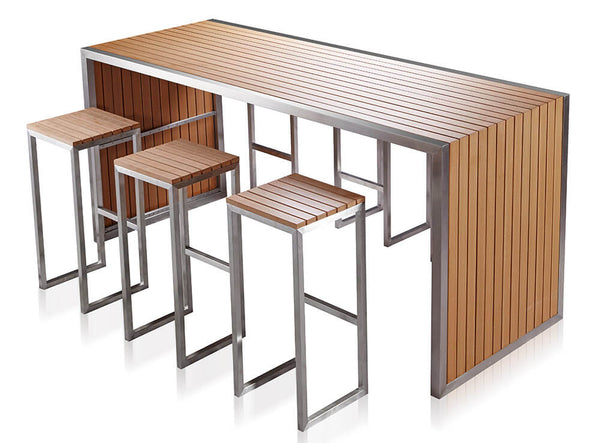 Set Bartisch und 6 Gartenhocker aus Stahl und Sumparholz Kraus Donatello prezzo