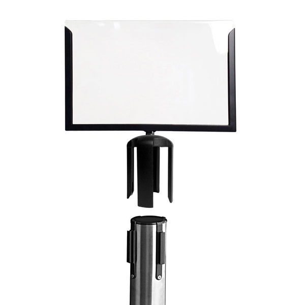 Hinweishalter für horizontale A4-Pfosten aus ABS und schwarzem Metall mit transparentem Plexiglas online