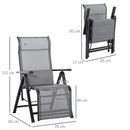 Sedia Sdraio Zero Gravity Reclinabile 70x65x111 cm in Acciaio e Tessuto a Rete Grigio