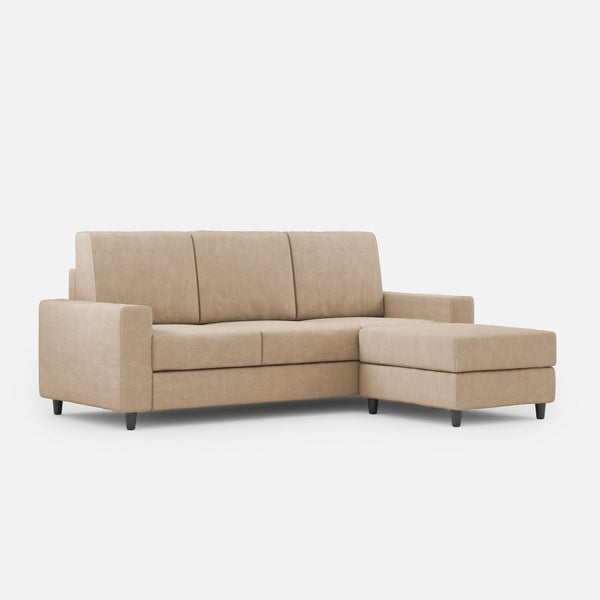 Divano 3 Posti con Pouf 208x155x85 cm Sakar in Tessuto Beige sconto