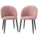 Set 2 Sedie da Pranzo Imbottite Stile Nordico 52x54x79 cm in Metallo e Velluto Rosa