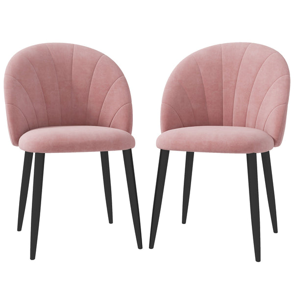 Set 2 Sedie da Pranzo Imbottite Stile Nordico 52x54x79 cm in Metallo e Velluto Rosa prezzo
