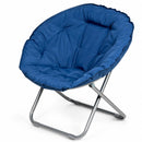 Poltrona Sedia Moon 80x70x80 cm con Schienale Pieghevole Imbottito Telaio in Metallo Blu      