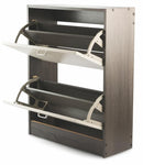 Scarpiera 2 Scomparti in MDF 63x24x80 cm Soriani Bianco e Grigio Scuro