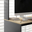 Scrivania Moderna con Ripiani e Supporto per CPU 114x45x138 cm in Legno Grigio e Legno Naturale