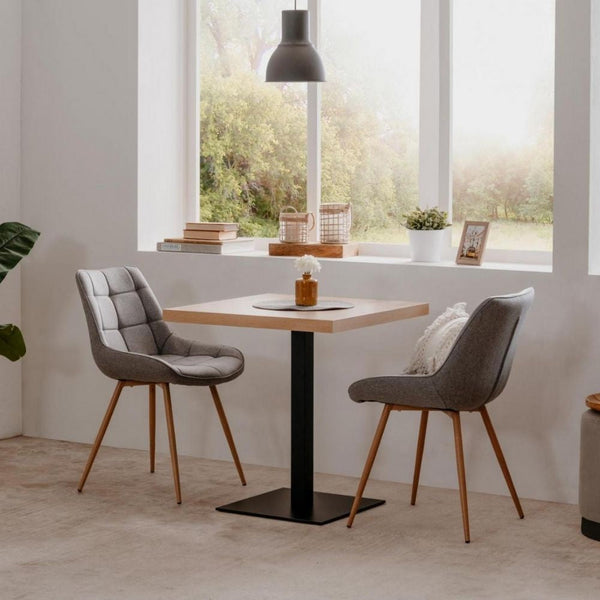 acquista Tavolo alto Quadrato 70x70x75 cm piano rovere e base nera