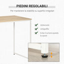 Scrivania Porta PC 115x55x75 cm in Metallo e Truciolare Rovere Bianco