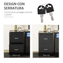 Cassettiera 2 Cassetti da Ufficio 43x45x72 cm con Ruote in MDF e Truciolato Nero
