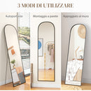 Specchio da Terra e Parete Moderno con Supporto Pieghevole 50x170 cm in Lega di Alluminio Nero      