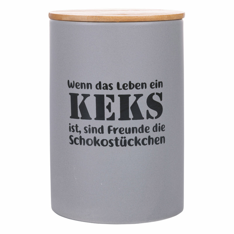 Biscottiera con Scritta Ø12,5x18,5 cm in Dolomite con Coperchio in Bambù VdE Tivoli 1996