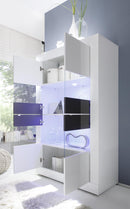 Mobile Alto da Salotto 4 Porte 102x43x162cm TFT  Basic Bianco Lucido e Antracite Lucido e