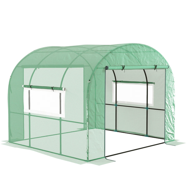 Serra a Tunnel per Orto 3x3x2 m con Porte Avvolgibili e Finestre in Acciaio e PE Anti UV Verde prezzo