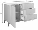 Credenza con piedi 1 Anta + 3 Cassetti 110x40x73 cm Metis Bianco Lucido