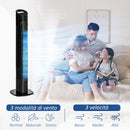 Ventilatore a Torre da Terra 3 Funzioni e 3 Velocità con Telecomando Oscillante 70° Nero      