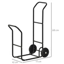 Portalegna per Camino 77x42x105 cm con Ruote in Acciaio Nero