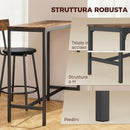 Set Tavolo da Bar Salvaspazio 100x40x90,5 cm in MDF e 2 Sgabelli in Finta Pelle Marrone Rustico      