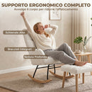 Sedia a Dondolo con Poggiapiedi Tasche Laterali Seduta Spessa e Design Trapuntato in Sherpa Crema      