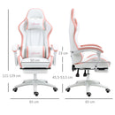 Sedia da Gaming 65x65x121-129 cm con Altezza Regolabile e Schienale Reclinabile in Finta Pelle Bianco e Rosa      