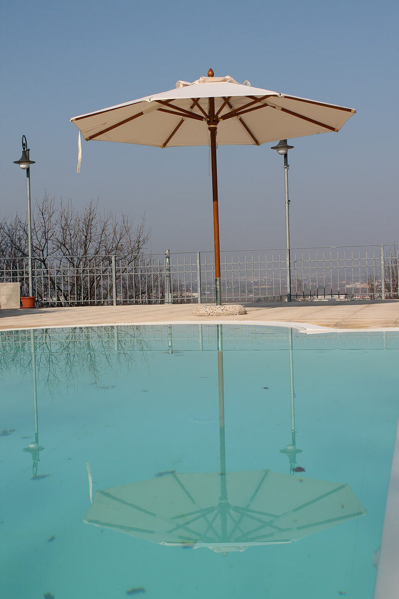 Ombrellone da Giardino Ø2,5 m Palo Ø48 mm in Legno Telo in Acrilico Danieli Havana Ecrù