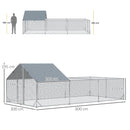 Pollaio Gabbia per Galline da Esterno 600x300x195 cm in Acciaio Zincato Grigio Argento