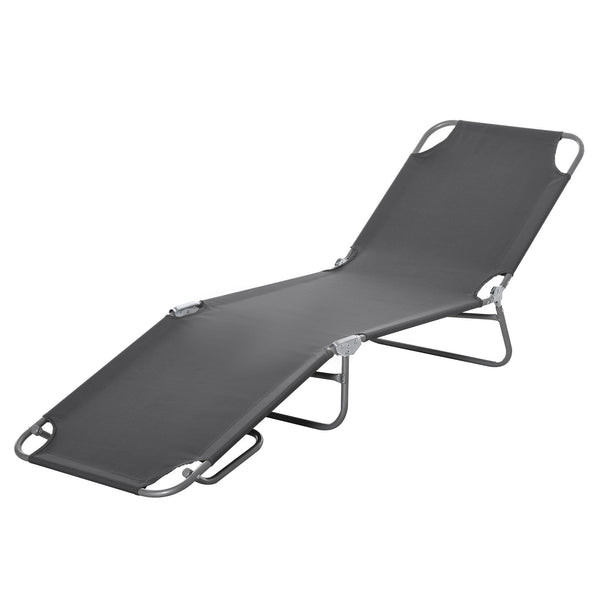 Klappbare Garten-Sonnenliege 180 x 55 x 24 cm aus Metall und grauem Oxford-Stoff online
