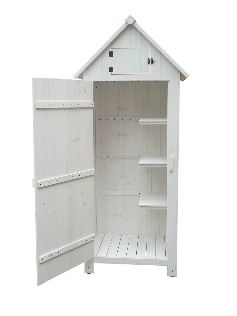 Casetta Box da Giardino 77x55xH179 cm in Legno di Abete 10mm Bianco Armoire